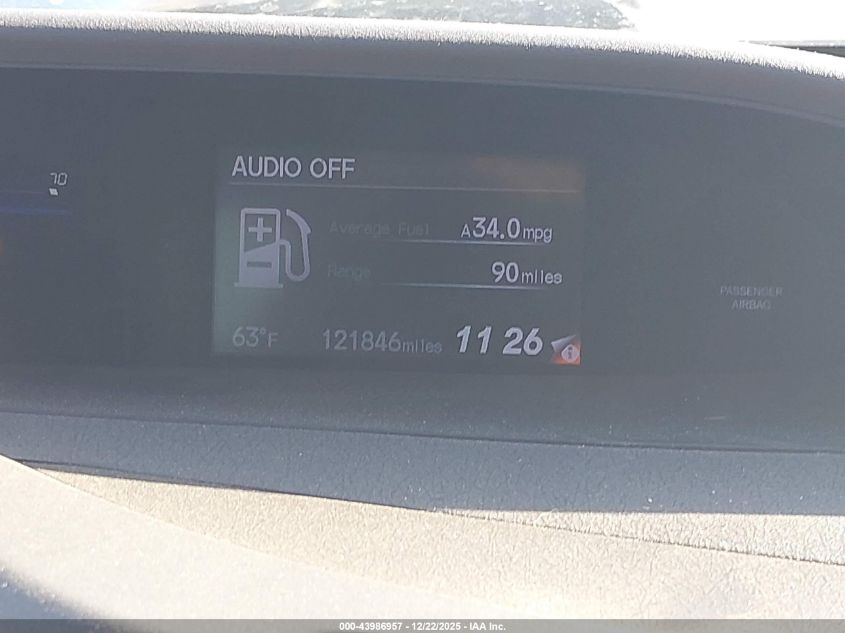 2012 Honda Civic Natural Gas VIN: 19XFB5F52CE003594 Lot: 43986957