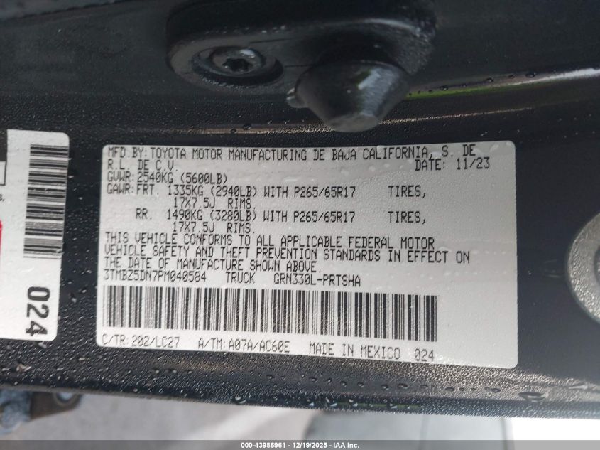 2023 Toyota Tacoma Trd Sport VIN: 3TMBZ5DN7PM040584 Lot: 43986961