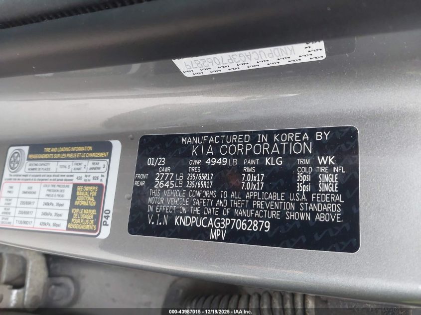2023 Kia Sportage Hybrid Lx VIN: KNDPUCAG3P7062879 Lot: 43987015