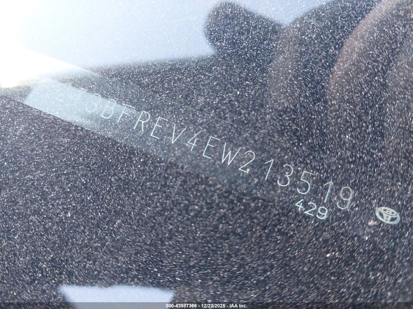 2014 Toyota Rav4 Le VIN: 2T3BFREV4EW213519 Lot: 43987306