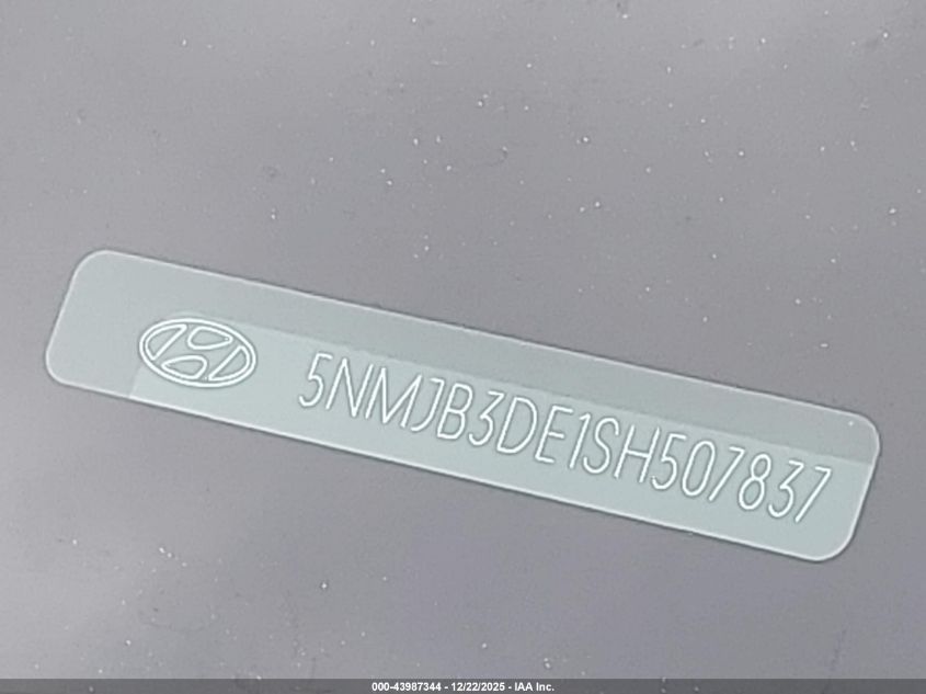 2025 Hyundai Tucson Sel VIN: 5NMJB3DE1SH507837 Lot: 43987344