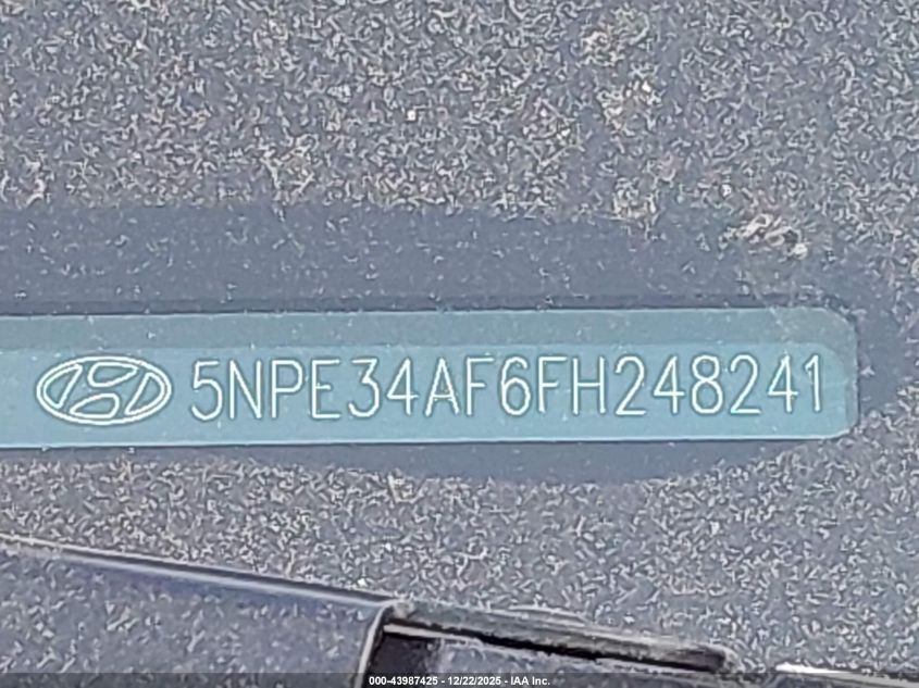 2015 Hyundai Sonata Limited VIN: 5NPE34AF6FH248241 Lot: 43987425
