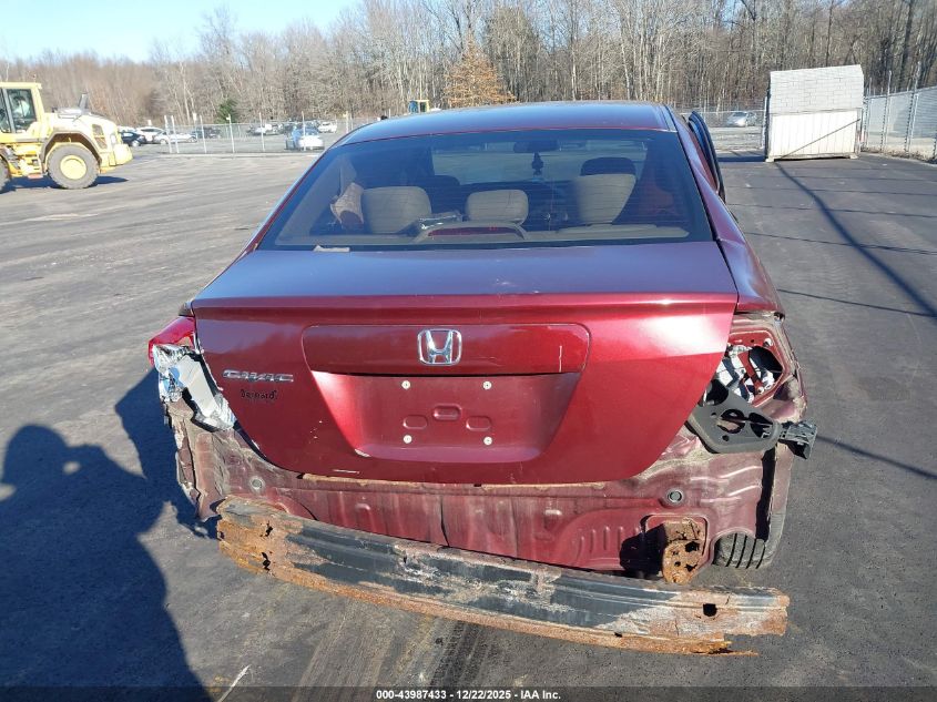 2012 Honda Civic Lx VIN: 2HGFB2F51CH553728 Lot: 43987433