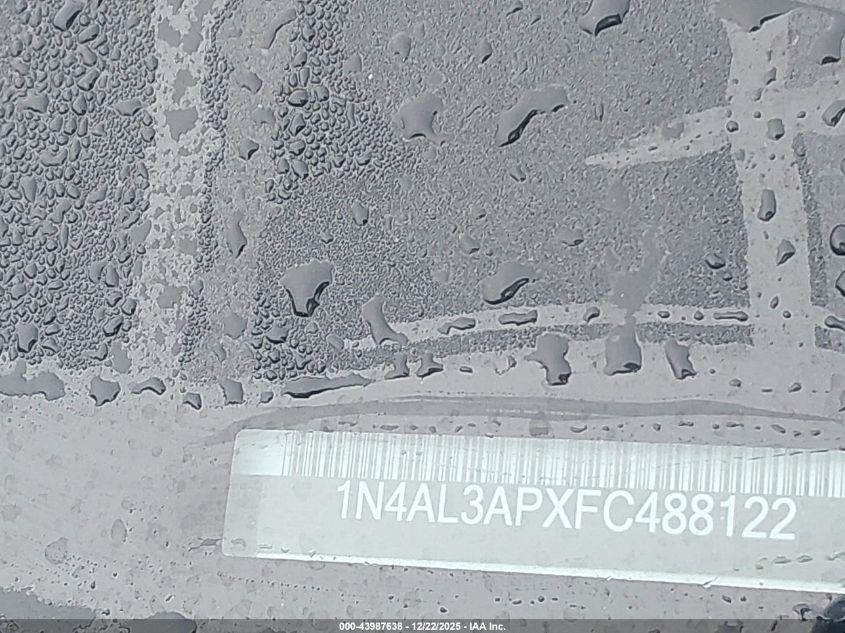 2015 Nissan Altima 2.5 S VIN: 1N4AL3APXFC488122 Lot: 43987638