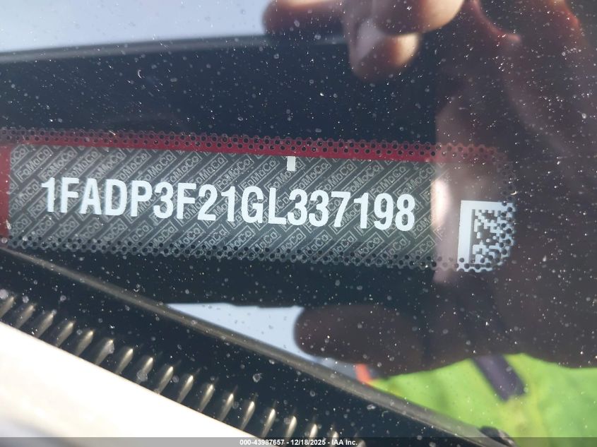 2016 Ford Focus Se VIN: 1FADP3F21GL337198 Lot: 43987657