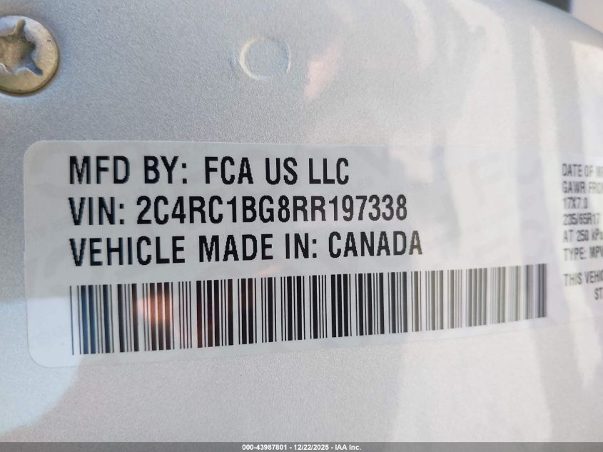 2024 Chrysler Pacifica Touring L VIN: 2C4RC1BG8RR197338 Lot: 43987801