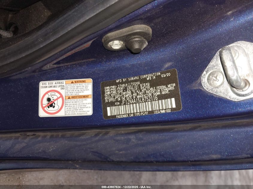 2020 Toyota 86 VIN: JF1ZNAA15L8752116 Lot: 43987824