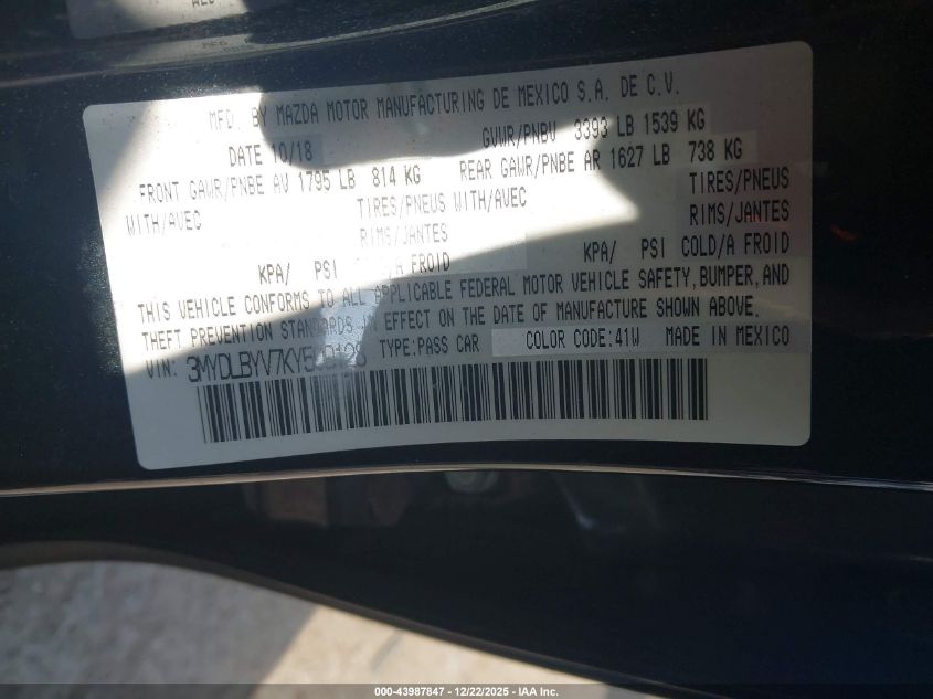 2019 Toyota Yaris Le VIN: 3MYDLBYV7KY509128 Lot: 43987847