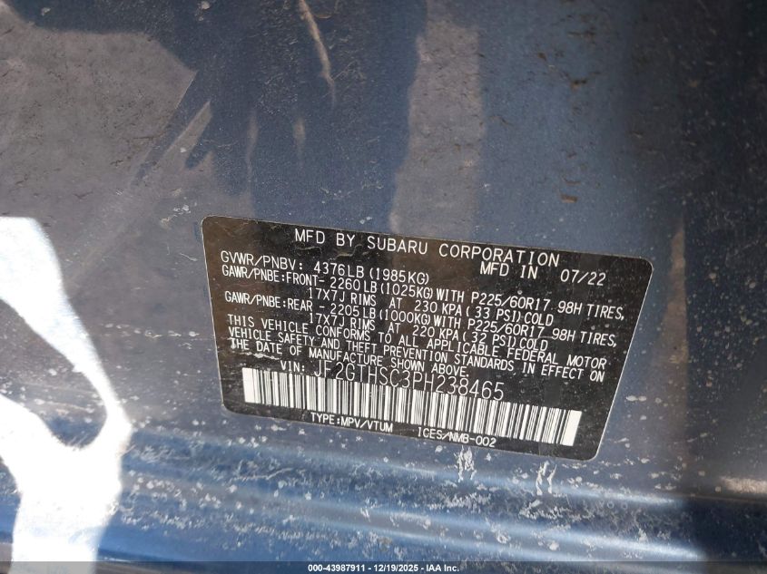 2023 Subaru Crosstrek Sport VIN: JF2GTHSC3PH238465 Lot: 43987911