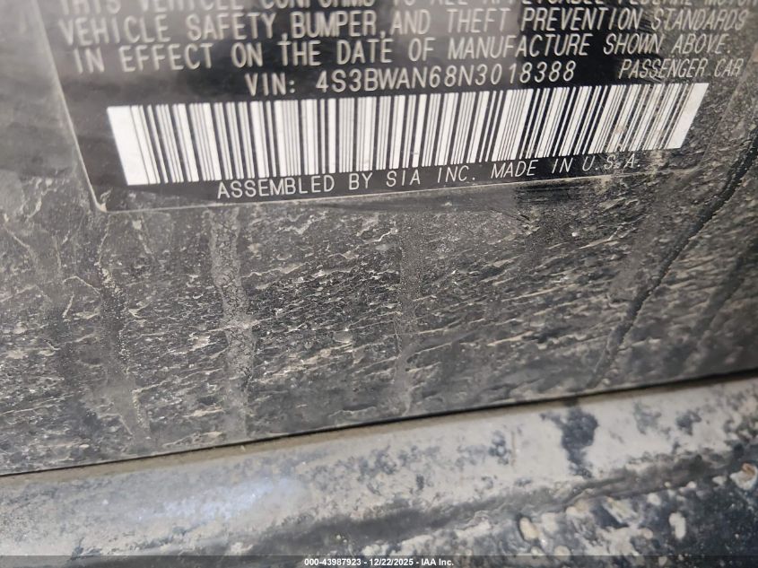 2022 Subaru Legacy Limited VIN: 4S3BWAN68N3018388 Lot: 43987923