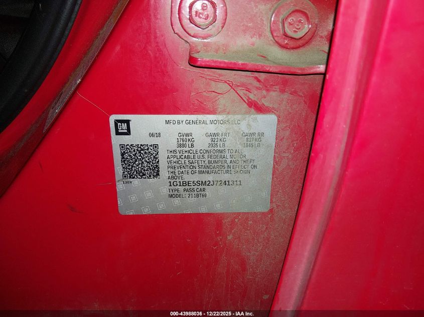 2018 Chevrolet Cruze Lt Auto VIN: 1G1BE5SM2J7241311 Lot: 43988036