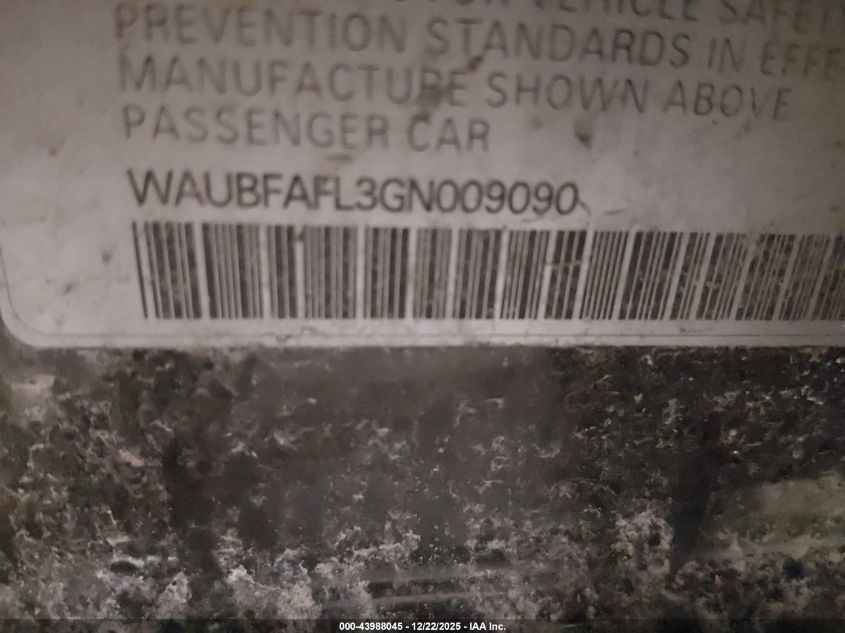 2016 Audi A4 2.0T Premium VIN: WAUBFAFL3GN009090 Lot: 43988045