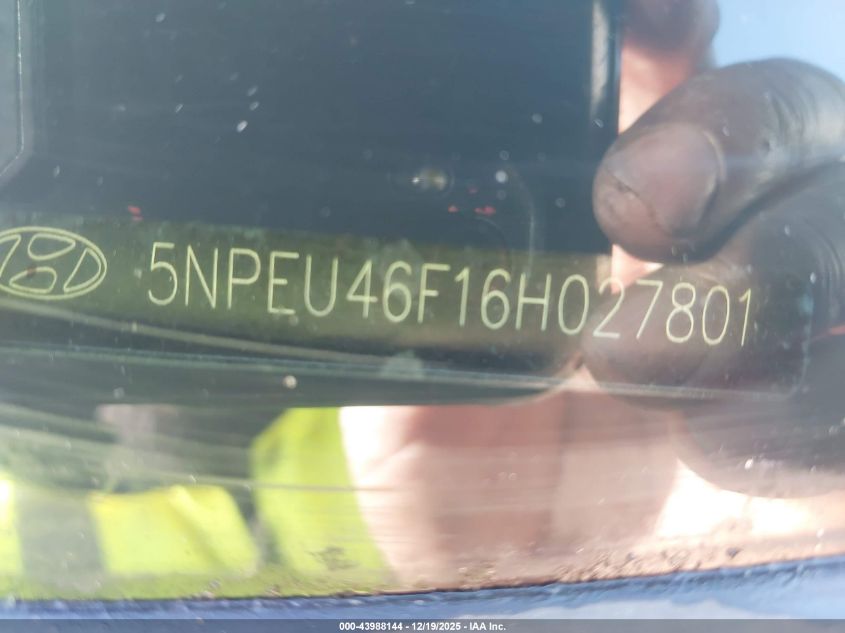 2006 Hyundai Sonata Gls V6/Lx V6 VIN: 5NPEU46F16H027801 Lot: 43988144