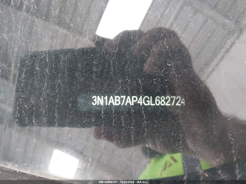 2016 Nissan Sentra S VIN: 3N1AB7AP4GL682724 Lot: 43988147
