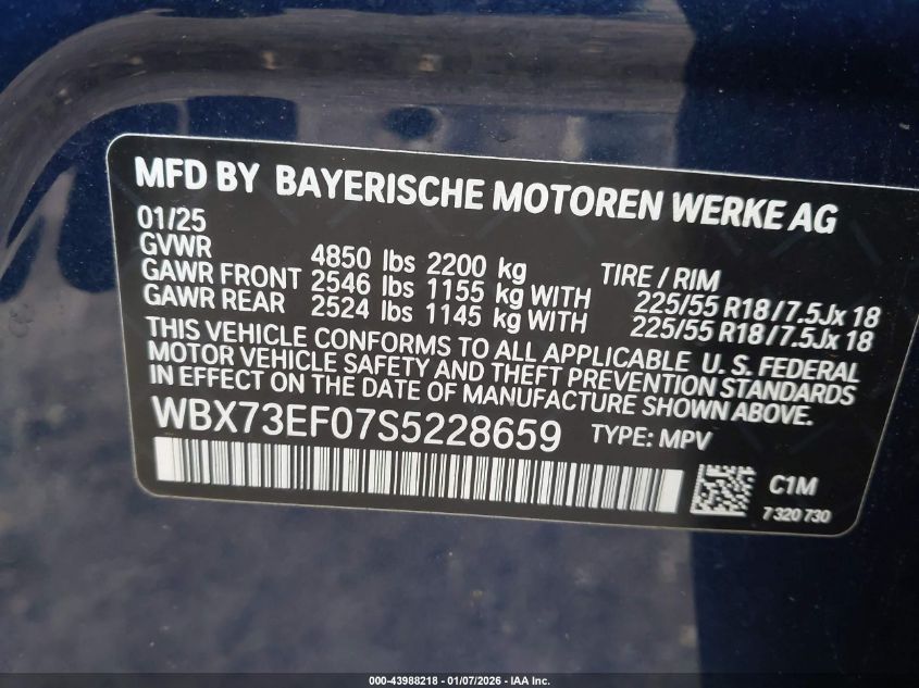 2025 BMW X1 - WBX73EF07S5228659