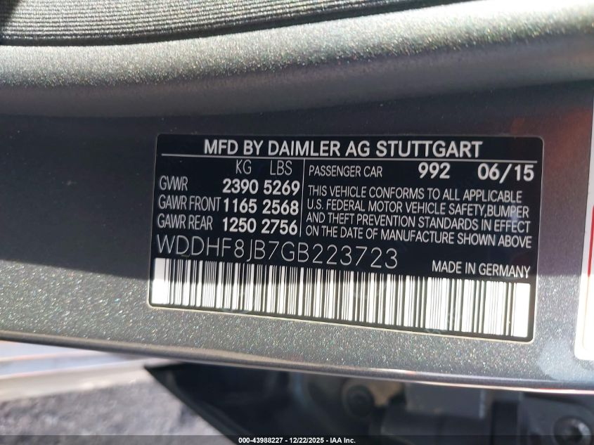 2016 Mercedes-Benz E 350 4Matic VIN: WDDHF8JB7GB223723 Lot: 43988227