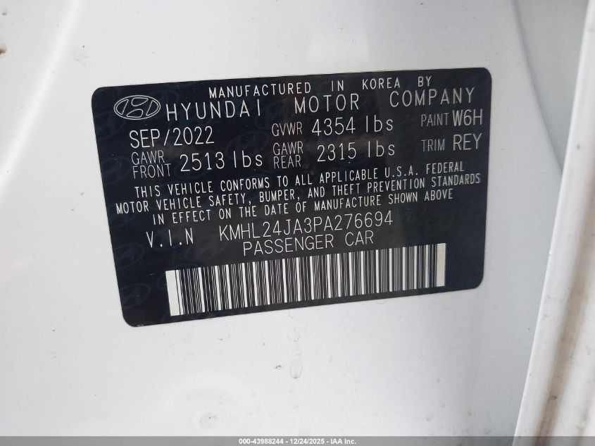 2023 Hyundai Sonata Se VIN: KMHL24JA3PA276694 Lot: 43988244
