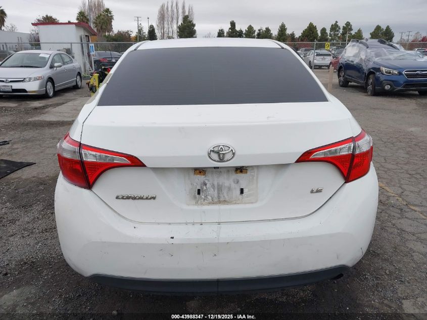 2016 Toyota Corolla Le VIN: 5YFBURHE6GP386781 Lot: 43988347
