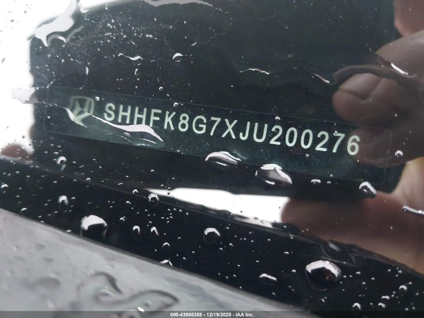 2018 Honda Civic Type R Touring VIN: SHHFK8G7XJU200276 Lot: 43988358