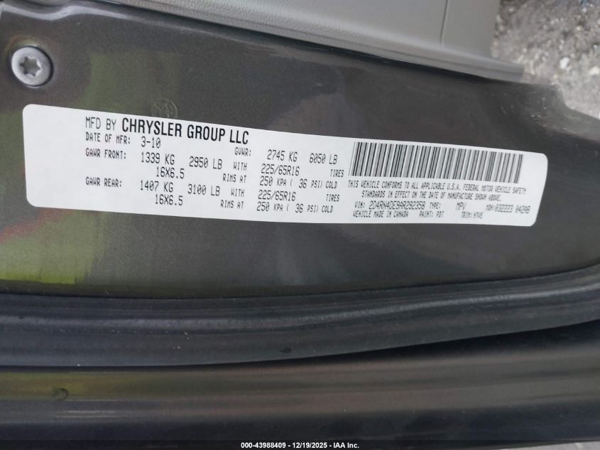 2010 Dodge Grand Caravan Se VIN: 2D4RN4DE9AR292358 Lot: 43988409