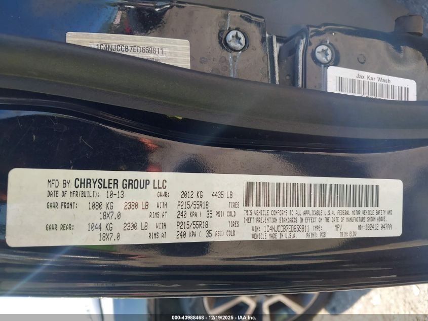 2014 Jeep Compass Limited VIN: 1C4NJCCB7ED659811 Lot: 43988468