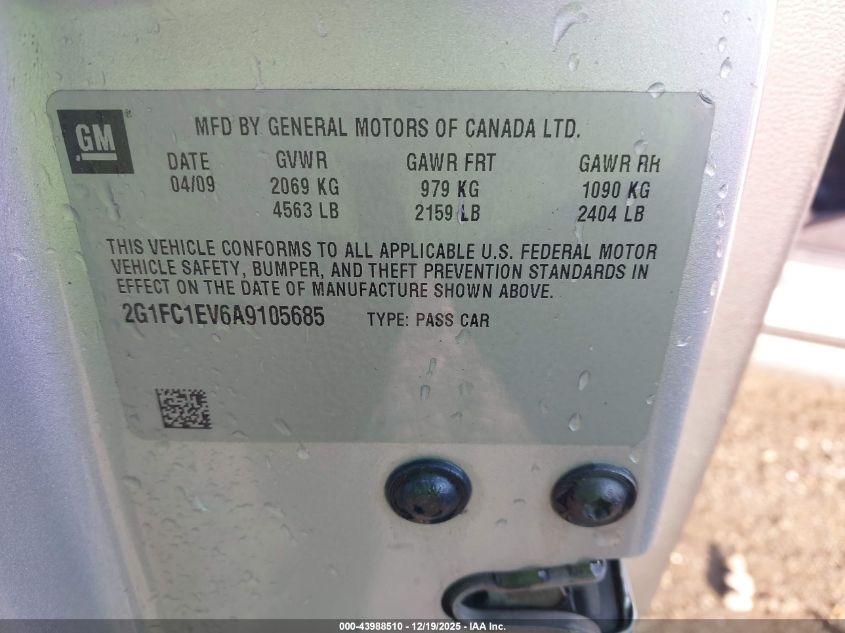 2010 Chevrolet Camaro 2Lt VIN: 2G1FC1EV6A9105685 Lot: 43988510