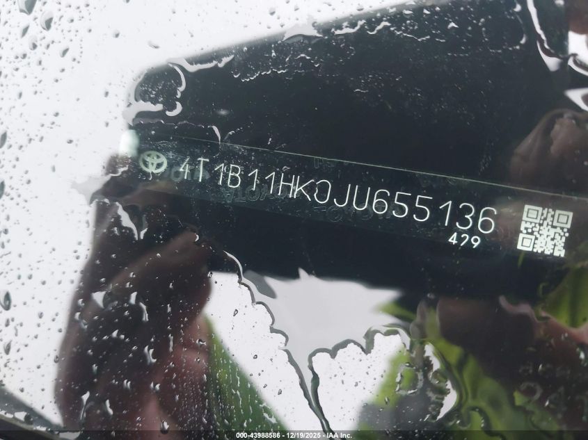 2018 Toyota Camry Se VIN: 4T1B11HK0JU655136 Lot: 43988586