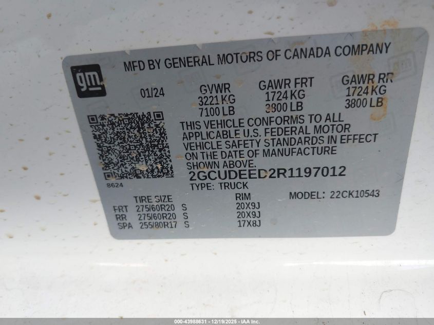 2024 Chevrolet Silverado 1500 4Wd Short Bed Rst VIN: 2GCUDEED2R1197012 Lot: 43988631