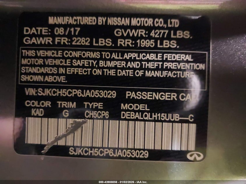 2018 Infiniti Qx30 Luxury VIN: SJKCH5CP6JA053029 Lot: 43988856