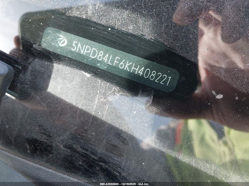 2019 Hyundai Elantra Sel VIN: 5NPD84LF6KH408221 Lot: 43988865