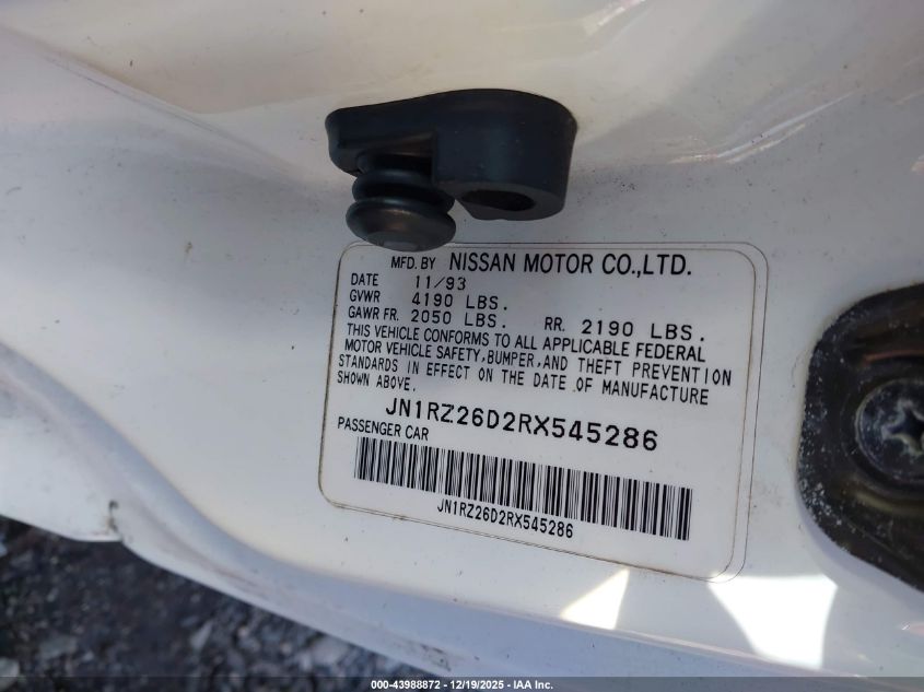 1994 Nissan 300Zx 2+2 VIN: JN1RZ26D2RX545286 Lot: 43988872