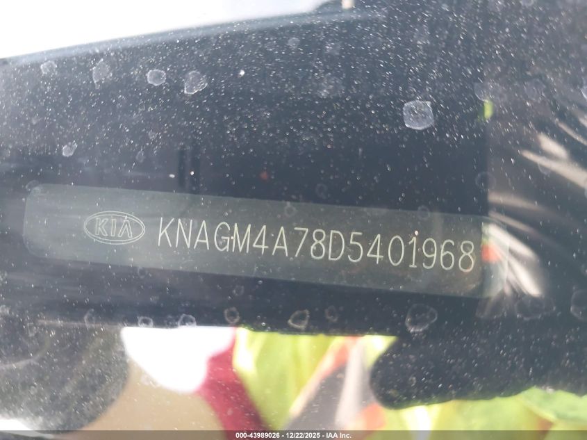 2013 Kia Optima Lx VIN: KNAGM4A78D5401968 Lot: 43989026