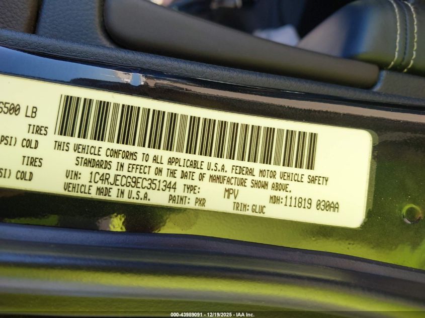 2014 Jeep Grand Cherokee Overland VIN: 1C4RJECG9EC351344 Lot: 43989091