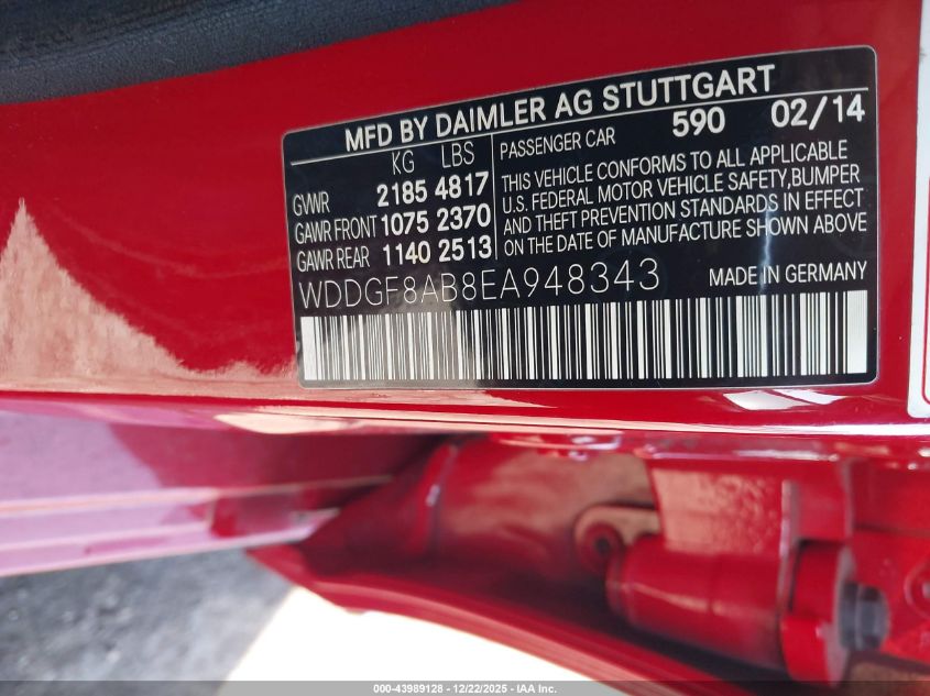 2014 Mercedes-Benz C 300 Sport 4Matic VIN: WDDGF8AB8EA948343 Lot: 43989128