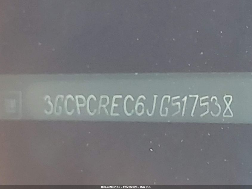 2018 Chevrolet Silverado 1500 1Lt VIN: 3GCPCREC6JG517538 Lot: 43989155