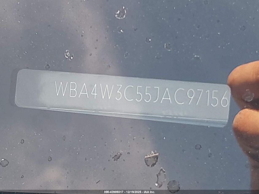 2018 BMW 430I VIN: WBA4W3C55JAC97156 Lot: 43989317