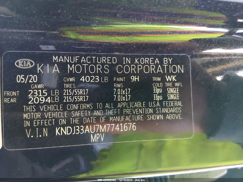 2021 Kia Soul Ex VIN: KNDJ33AU7M7741676 Lot: 43989388