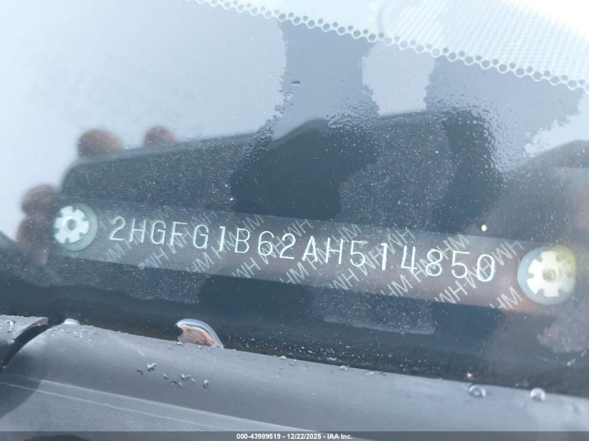 2010 Honda Civic Lx VIN: 2HGFG1B62AH514850 Lot: 43989519