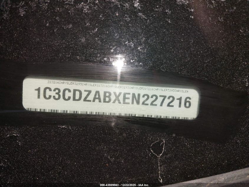 2014 Dodge Avenger Se VIN: 1C3CDZABXEN227216 Lot: 43989563