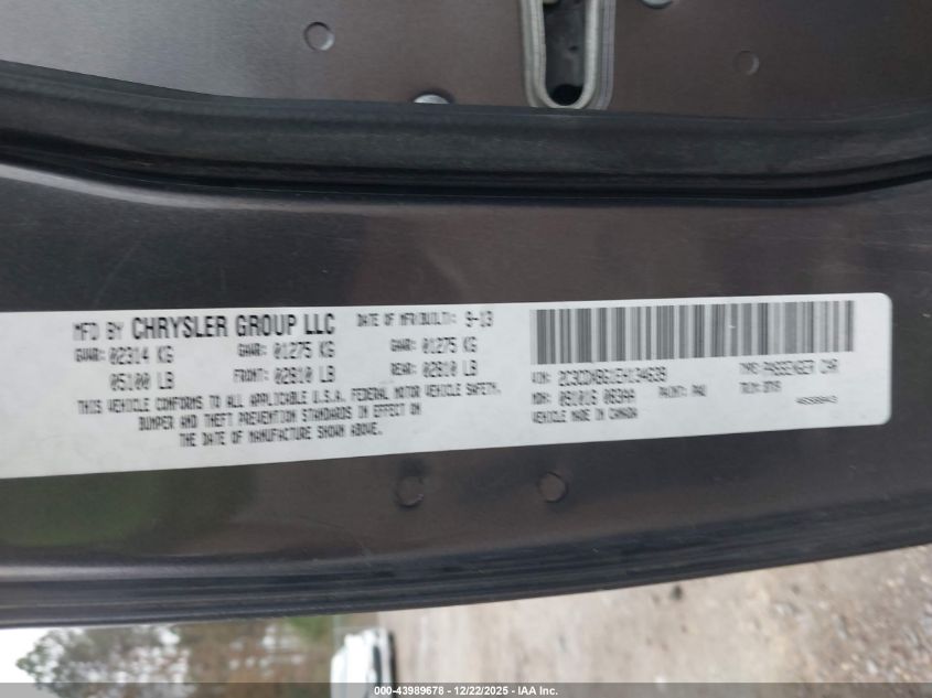 2014 Dodge Charger Se VIN: 2C3CDXBG1EH134639 Lot: 43989678