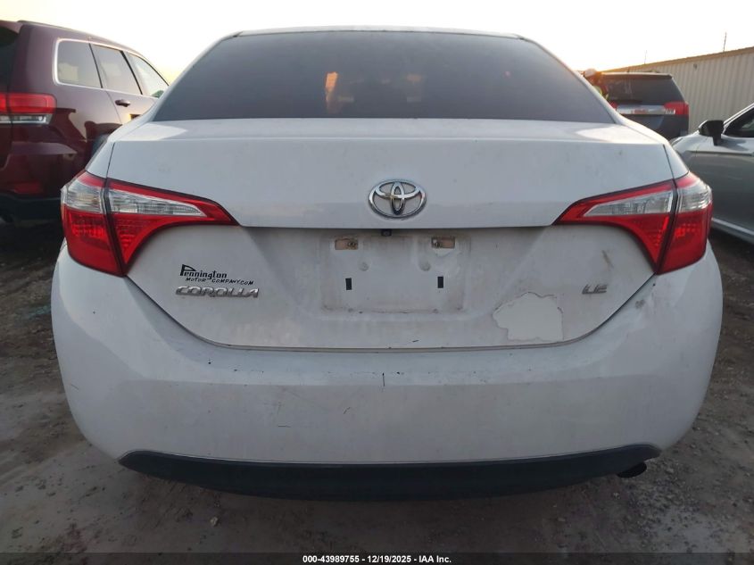 2016 Toyota Corolla Le VIN: 5YFBURHE8GP474134 Lot: 43989755