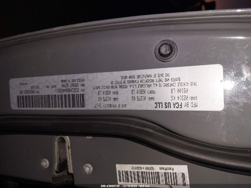 2017 Chrysler 300 300S VIN: 2C3CCABG6HH628211 Lot: 43989759