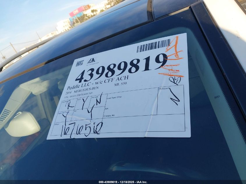 2014 Mercedes-Benz Ml 550 4Matic VIN: 4JGDA7DB7EA401769 Lot: 43989819