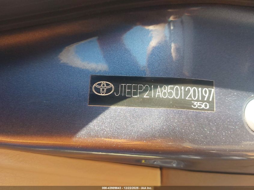 2005 Toyota Highlander Limited V6 VIN: JTEEP21A850120197 Lot: 43989843