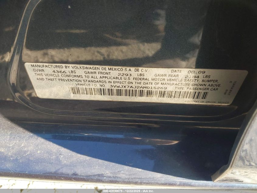 2010 Volkswagen Jetta S VIN: 3VWJX7AJ2AM015269 Lot: 43990075