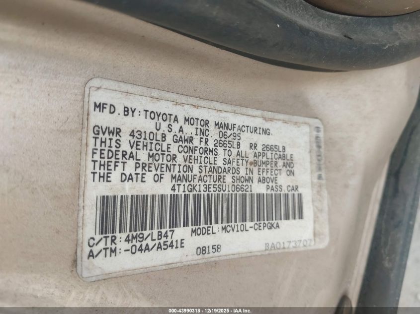 1995 Toyota Camry Xle VIN: 4T1GK13E5SU106621 Lot: 43990318