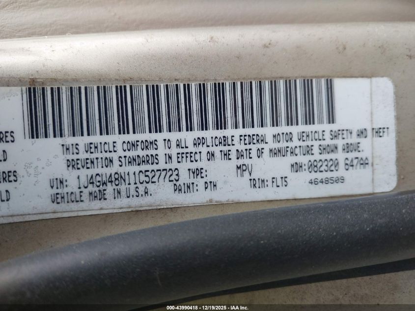 2001 Jeep Grand Cherokee Laredo VIN: 1J4GW48N11C527723 Lot: 43990418