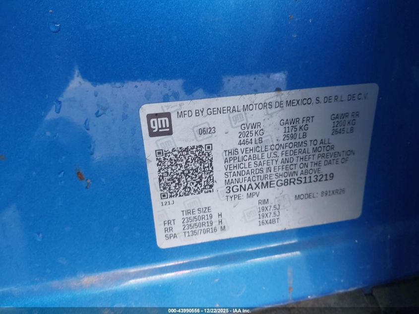 2024 Chevrolet Equinox Fwd Rs VIN: 3GNAXMEG8RS113219 Lot: 43990556