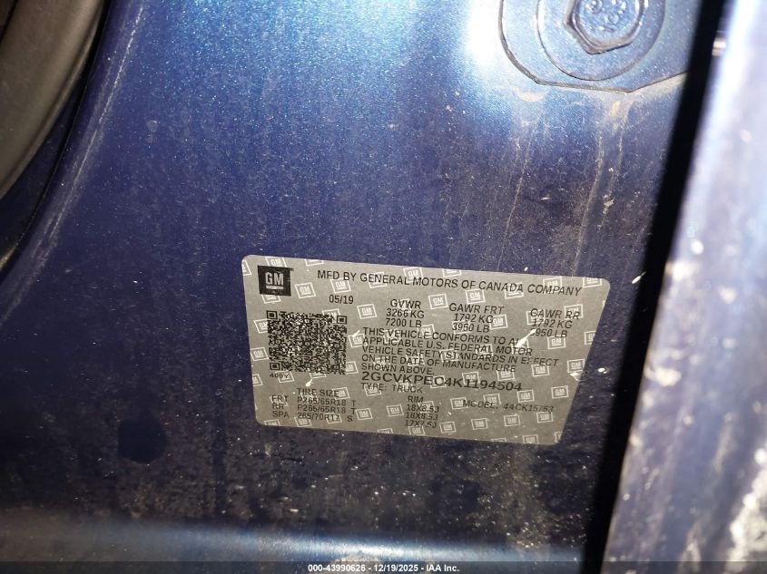 2019 Chevrolet Silverado 1500 Ld Lt VIN: 2GCVKPEC4K1194504 Lot: 43990626