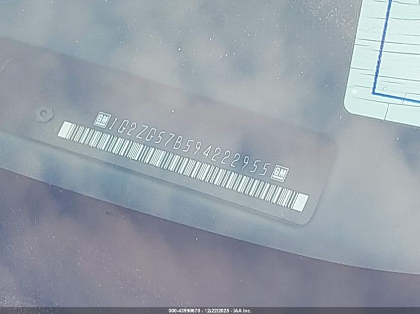 2009 Pontiac G6 VIN: 1G2ZG57B594222955 Lot: 43990670